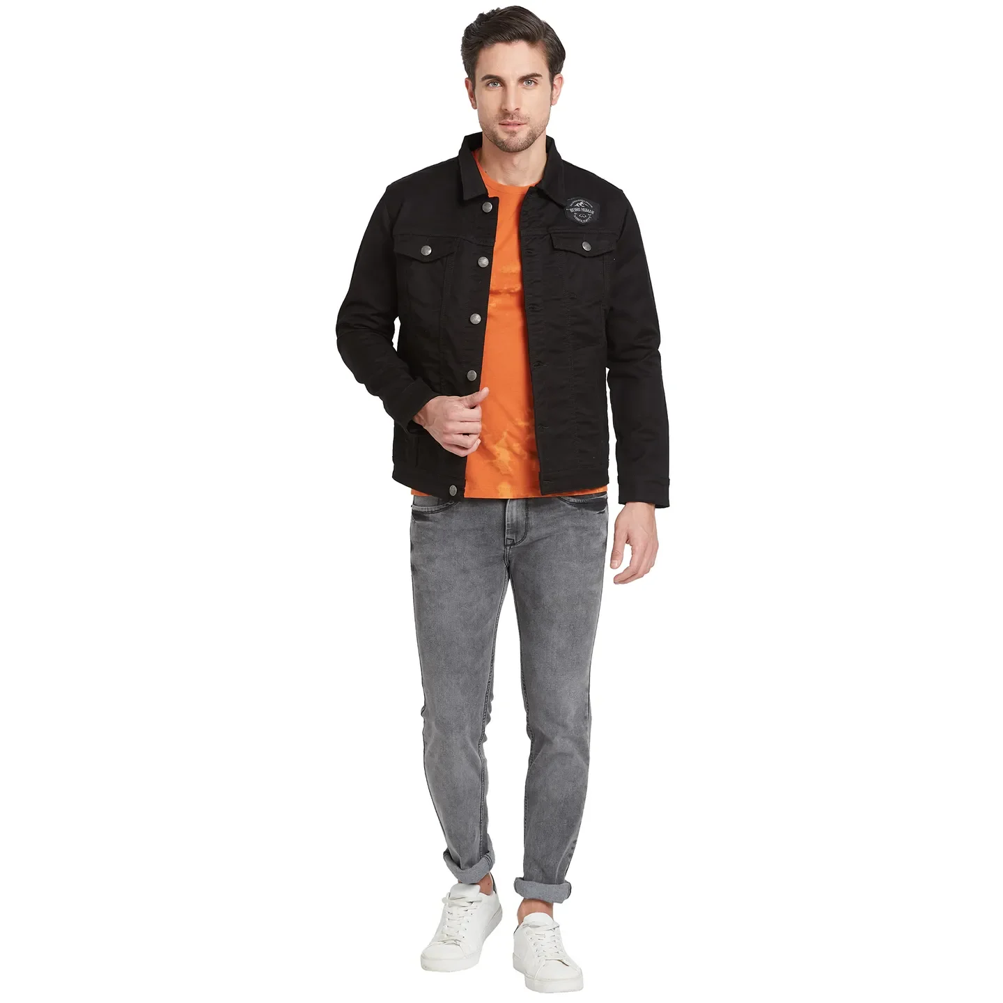 Black Regular Fit Long Sleeves Men's Jacket by Being Human Clothing - Image 2