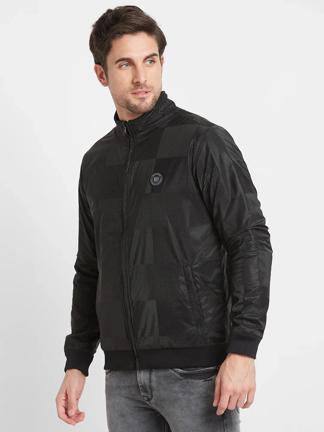Black Regular Fit Men's Jacket by Being Human Clothing - Image 2