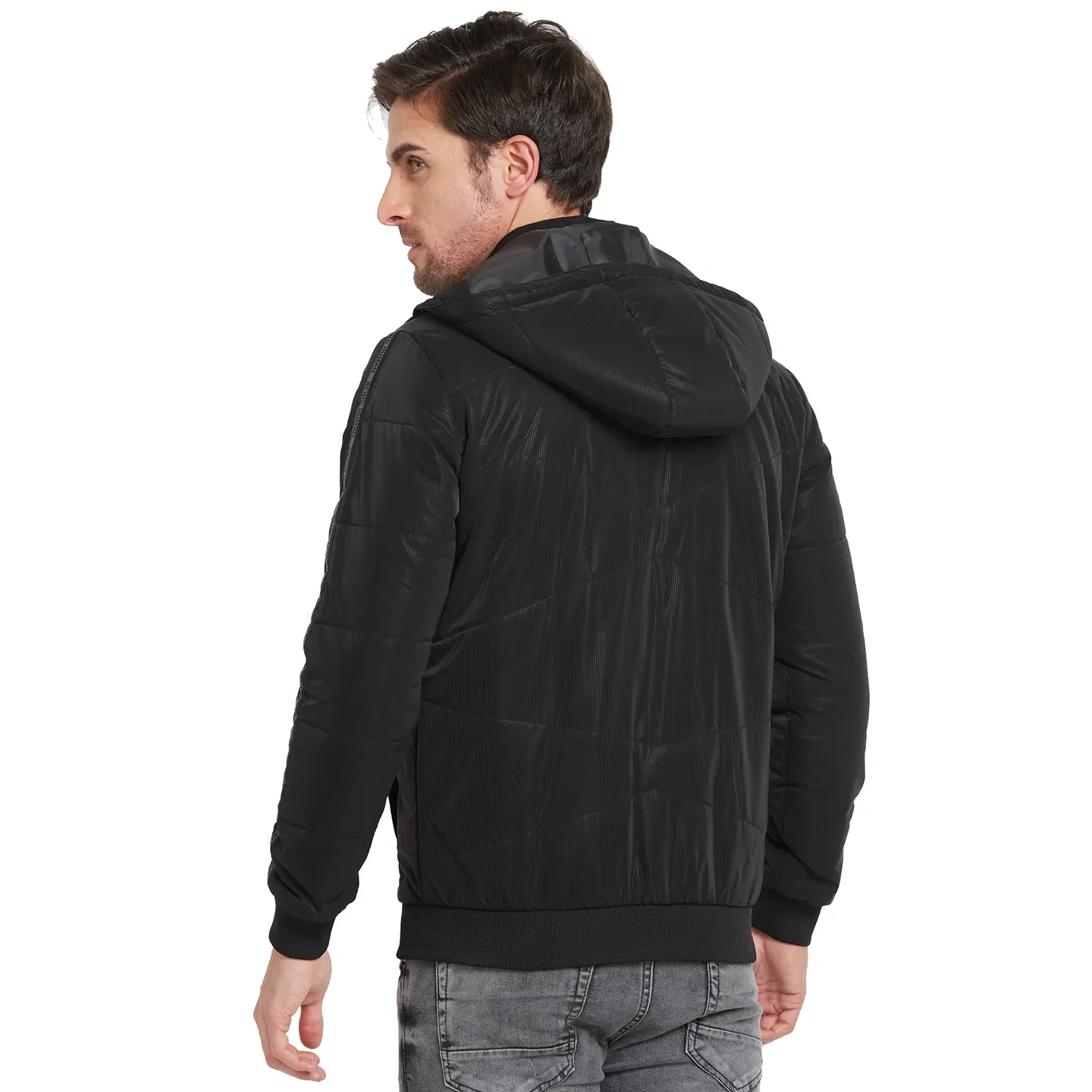 Black Regular Fit Long Sleeves Men's Jacket by Being Human Clothing - Image 3