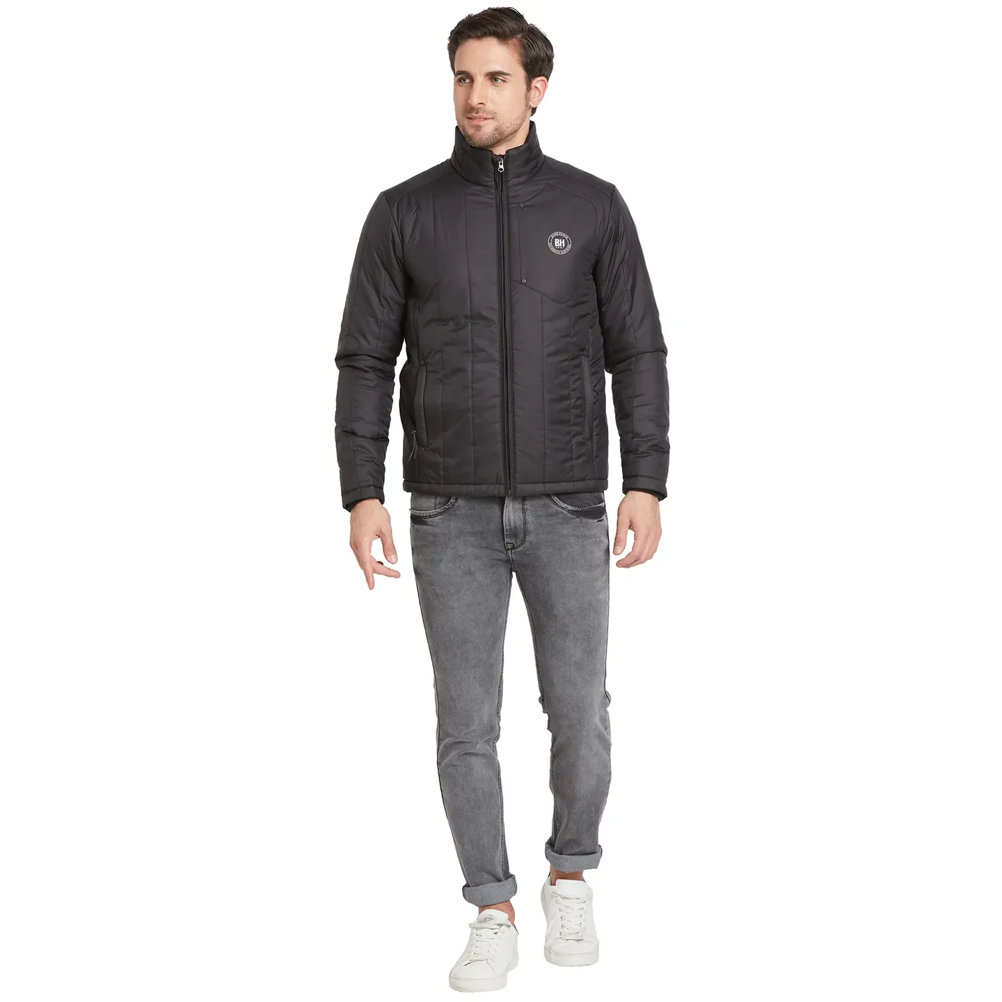 Black Regular Fit Long Sleeves Men's Jacket by Being Human Clothing - Image 2
