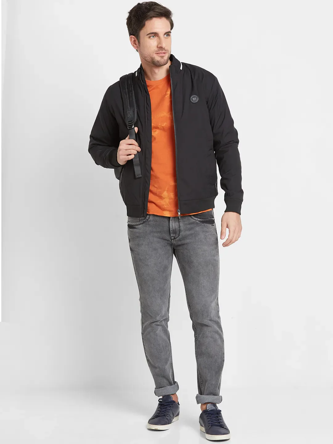 Black Regular Fit Long Sleeves Men's Jacket by Being Human Clothing - Image 2