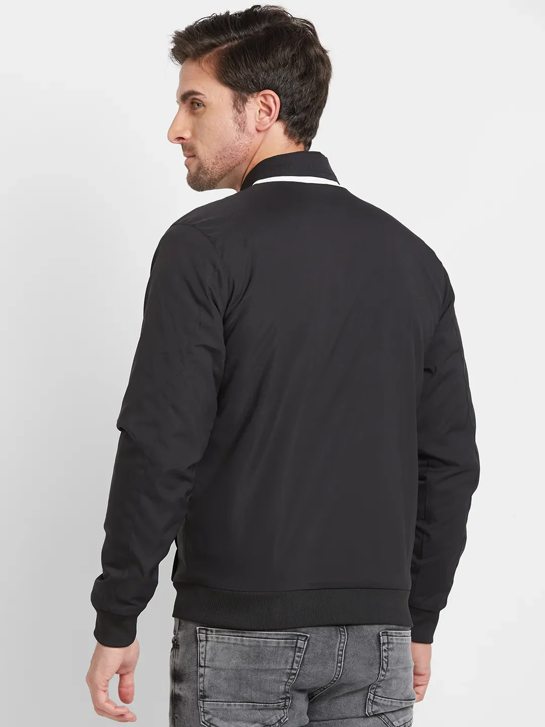 Black Regular Fit Long Sleeves Men's Jacket by Being Human Clothing - Image 3