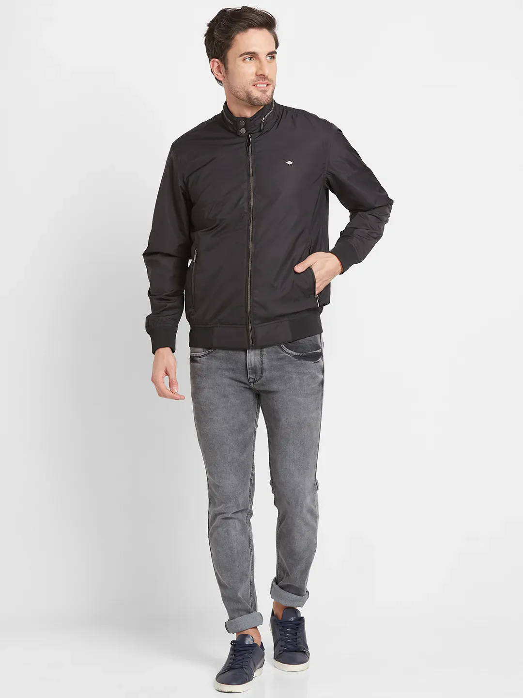 Black Regular Fit Long Sleeves Men's Jacket by Being Human Clothing - Image 2
