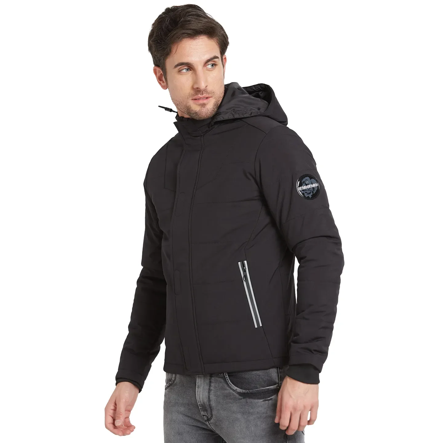 Black Regular Fit Long Sleeves Men's Jacket by Being Human Clothing - Image 4