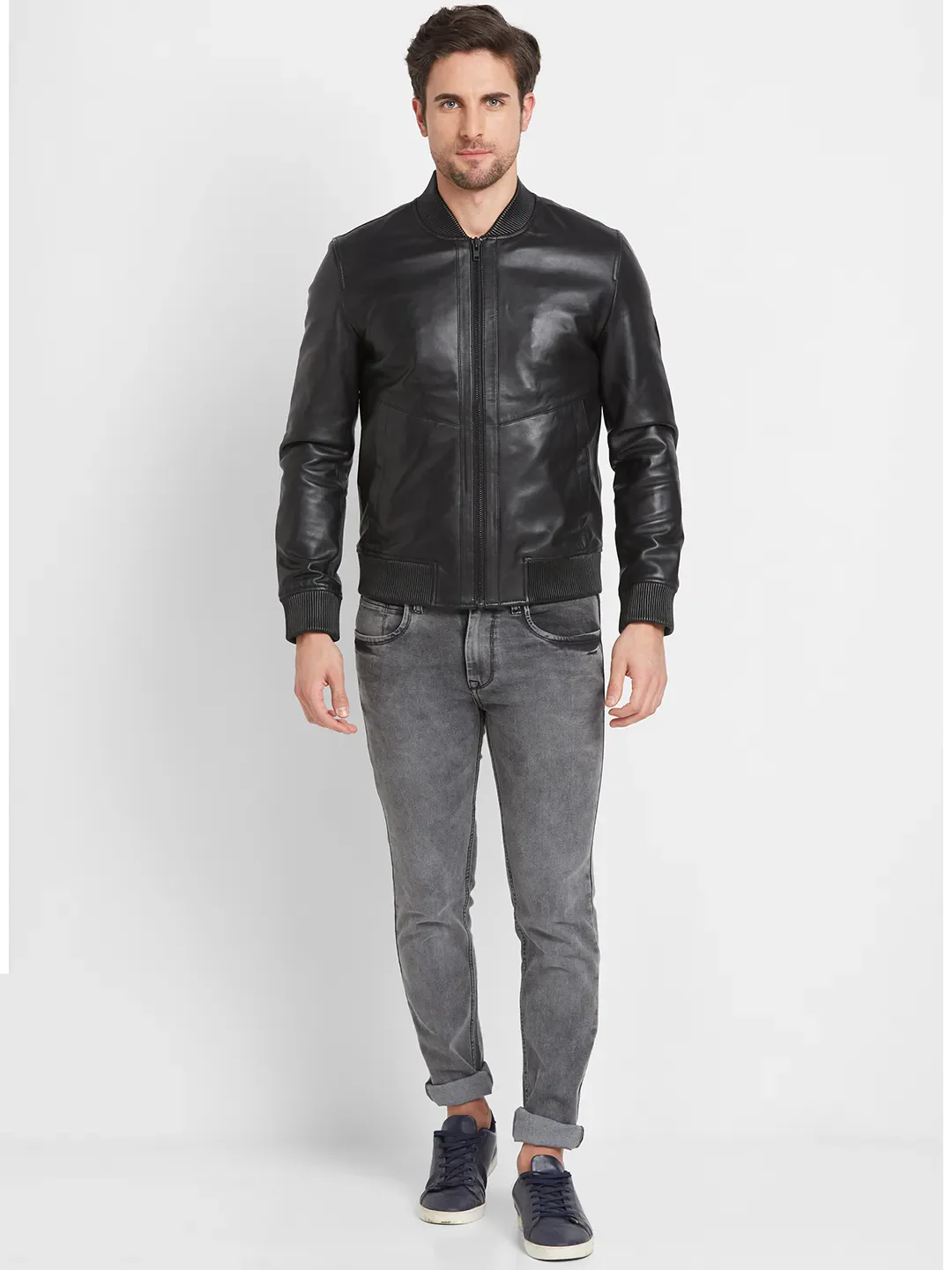Black Regular Fit Long Sleeves Men's Jacket by Being Human Clothing - Image 2
