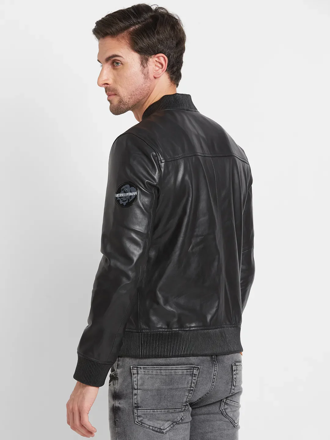 Black Regular Fit Long Sleeves Men's Jacket by Being Human Clothing - Image 3