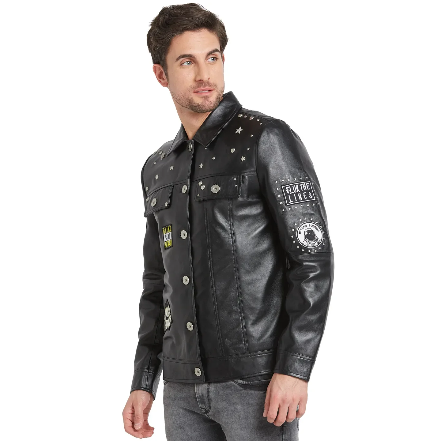 Black Regular Fit Long Sleeves Men's Jacket by Being Human Clothing - Image 4