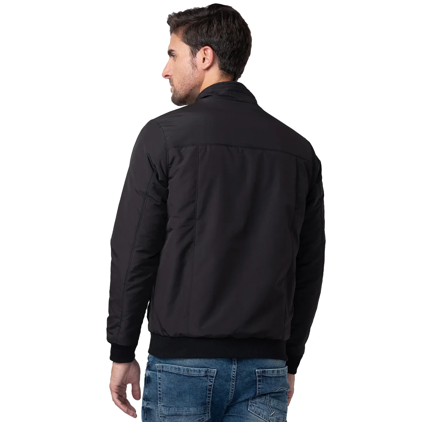 Black Regular Fit Men's Jacket by Being Human Clothing - Image 3