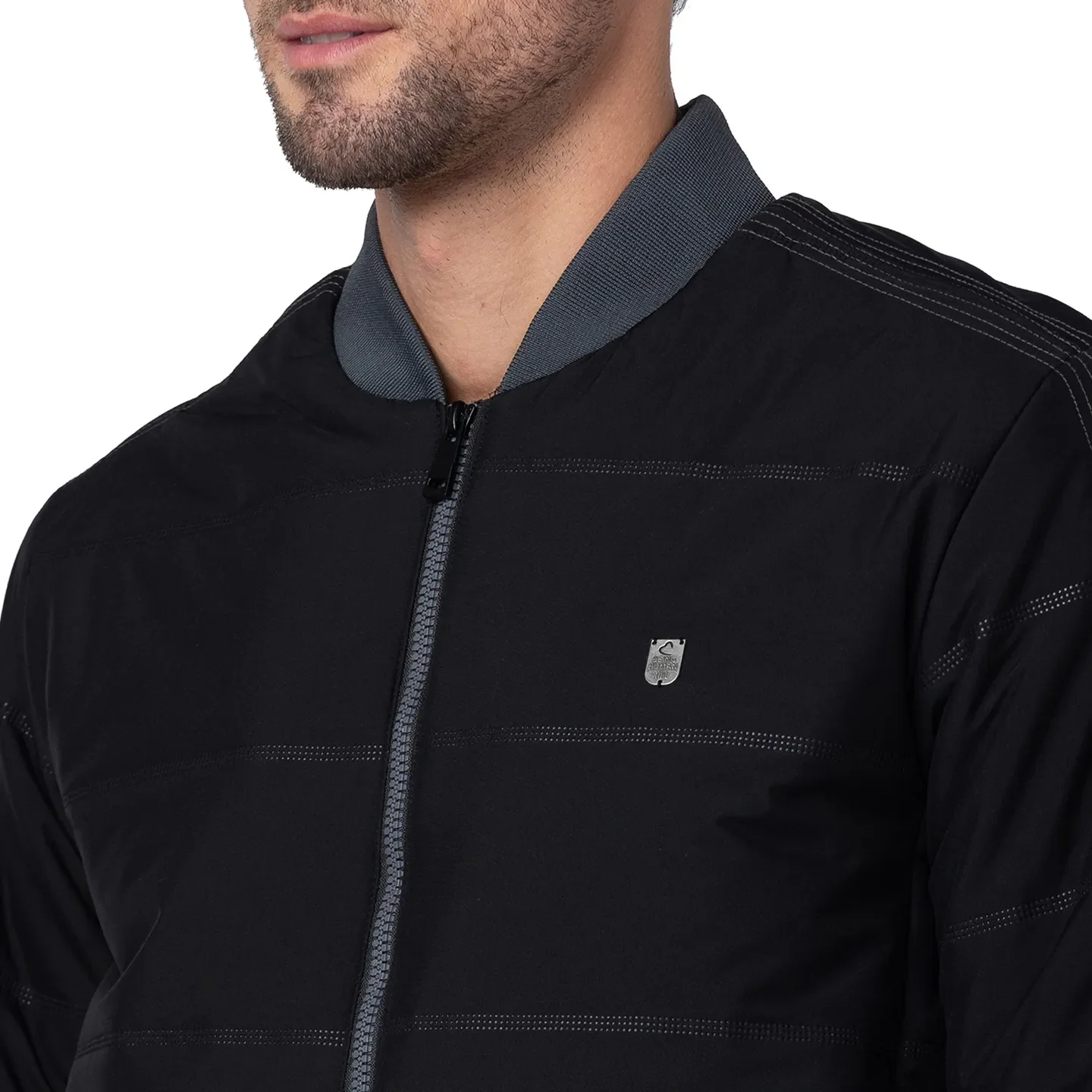 Black Regular Fit Long Sleeves Polyester Men's Jacket by Being Human Clothing - Image 5