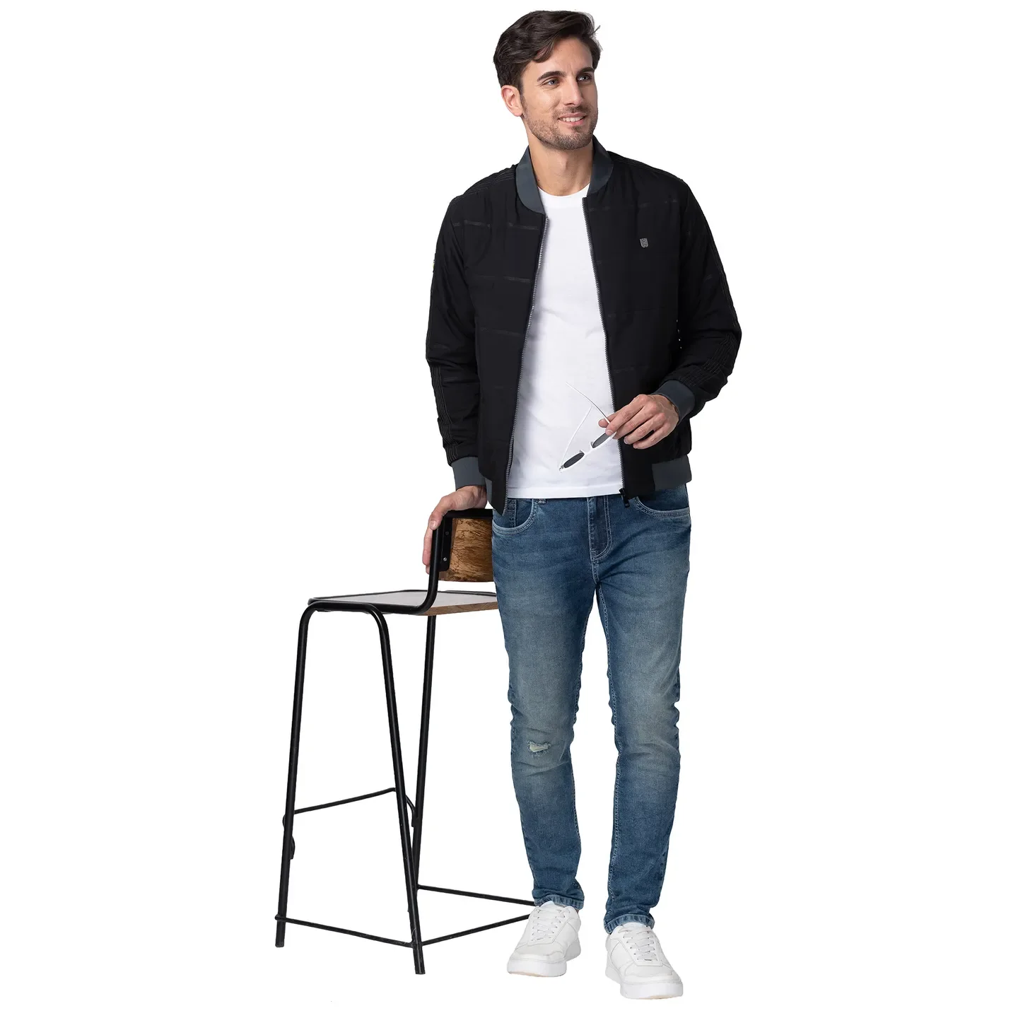 Black Regular Fit Long Sleeves Polyester Men's Jacket by Being Human Clothing - Image 6