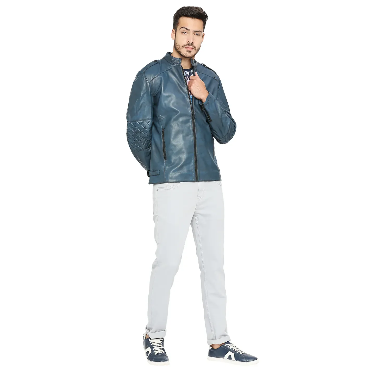 Blue Regular Fit Men's Jacket by Being Human Clothing - Image 6