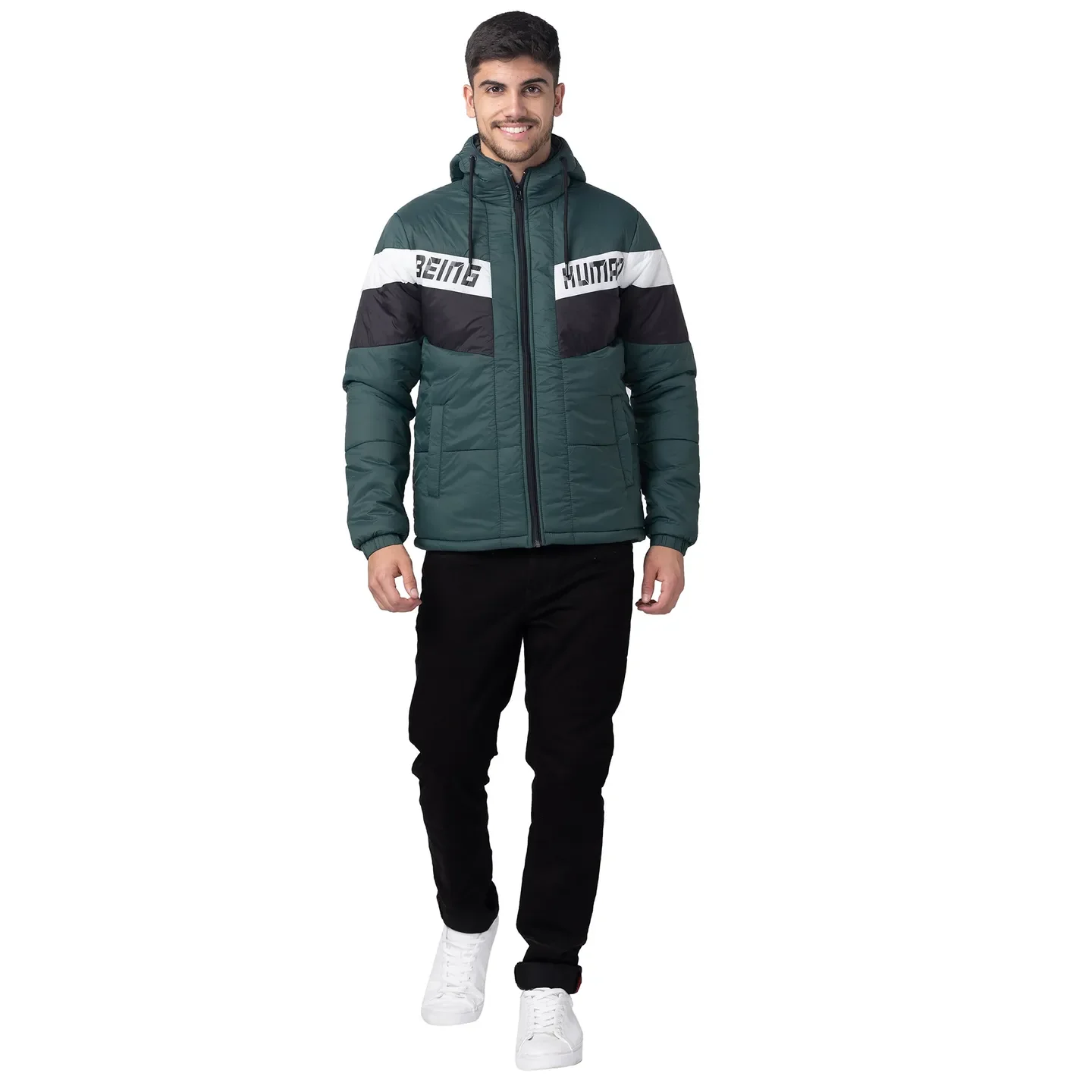 Green Regular Fit Long Sleeves Polyester Men's Jacket by Being Human Clothing - Image 5
