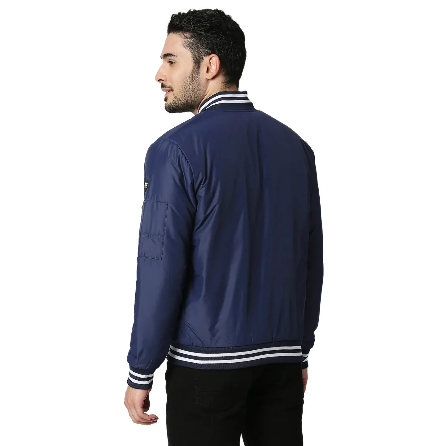Navy Regular Fit Men's Jacket by Being Human Clothing - Image 3