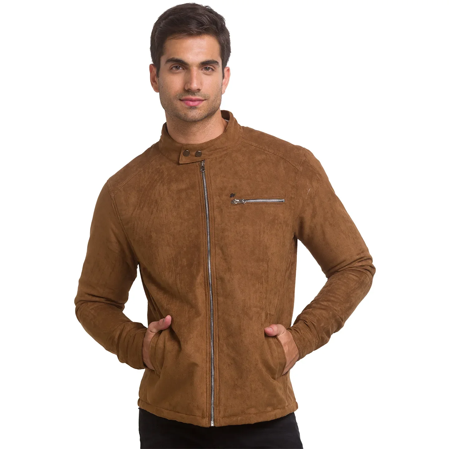 Brown Regular Fit Long Sleeves Polyester Men's Jacket by Being Human Clothing