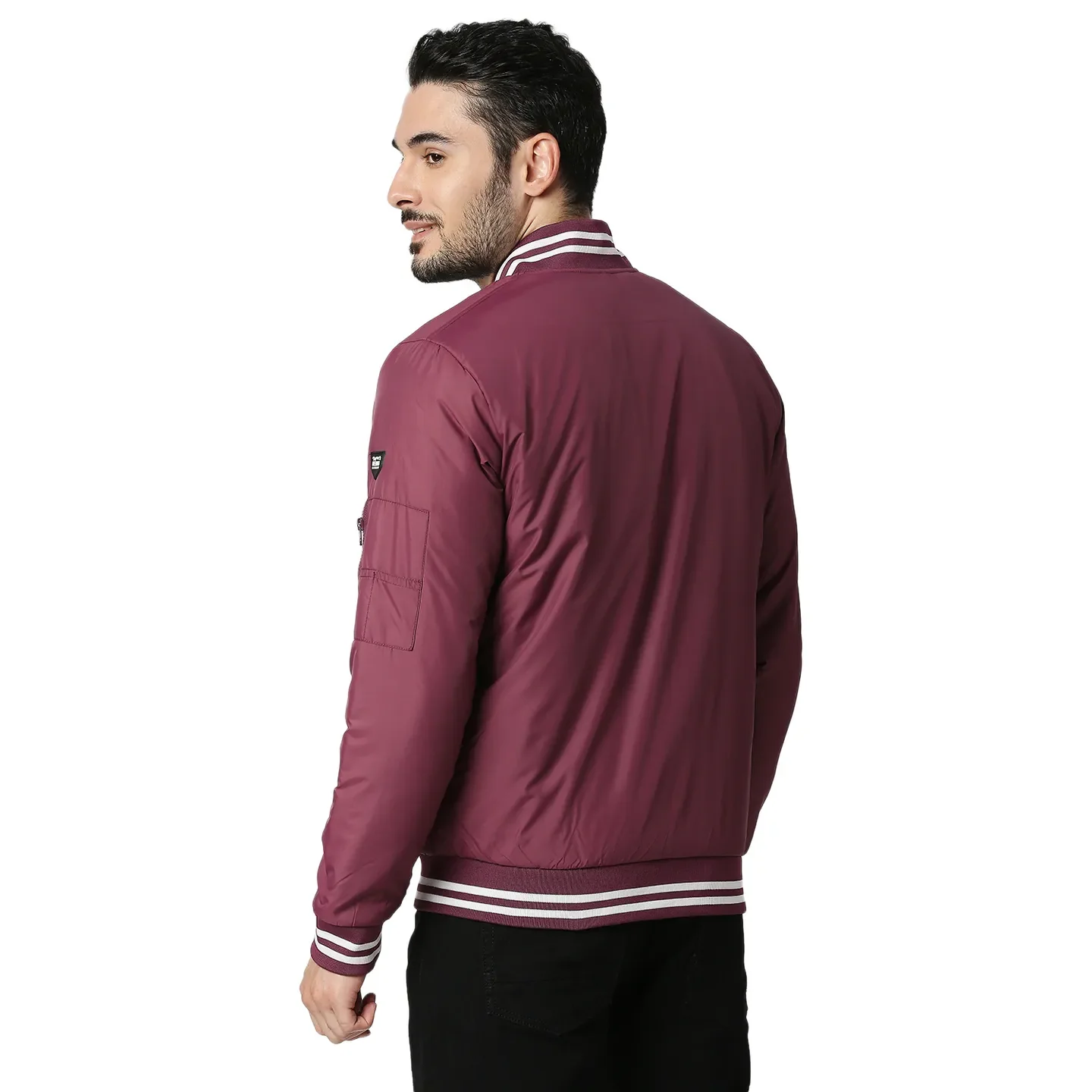 Burgundy Regular Fit Men's Jacket by Being Human Clothing - Image 3