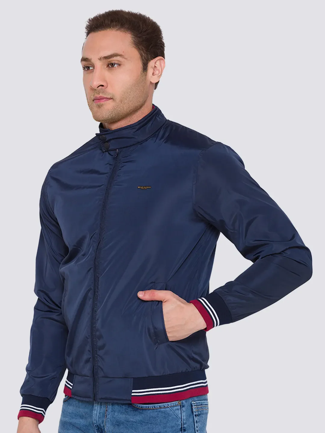 Blue Regular Fit Long Sleeves Cotton Men's Jacket by Being Human Clothing - Image 2