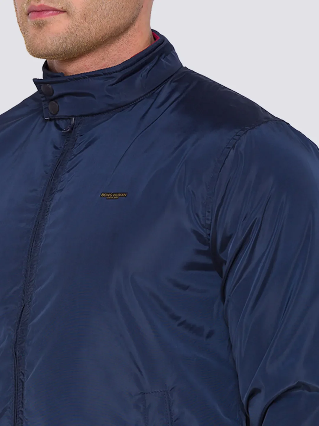 Blue Regular Fit Long Sleeves Cotton Men's Jacket by Being Human Clothing - Image 4