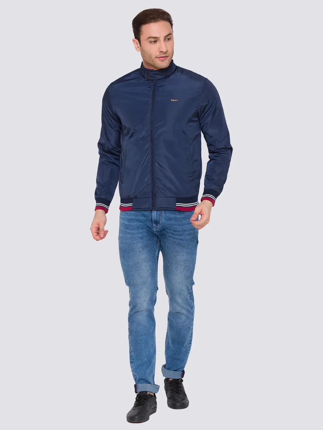 Blue Regular Fit Long Sleeves Cotton Men's Jacket by Being Human Clothing - Image 5