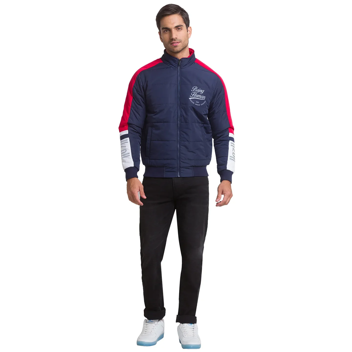 Blue Regular Fit Long Sleeves Polyester Men's Jacket by Being Human Clothing - Image 2