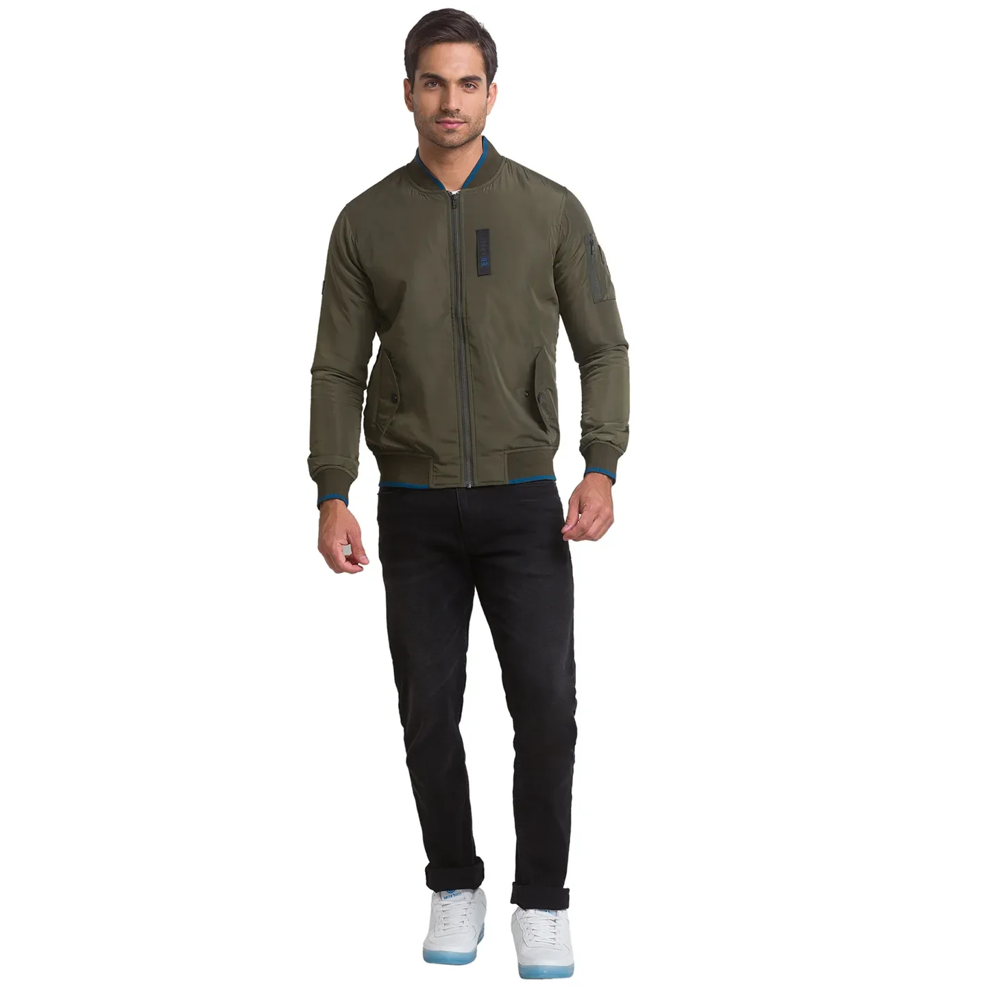 Green Regular Fit Long Sleeves Polyester Men's Jacket by Being Human Clothing - Image 2