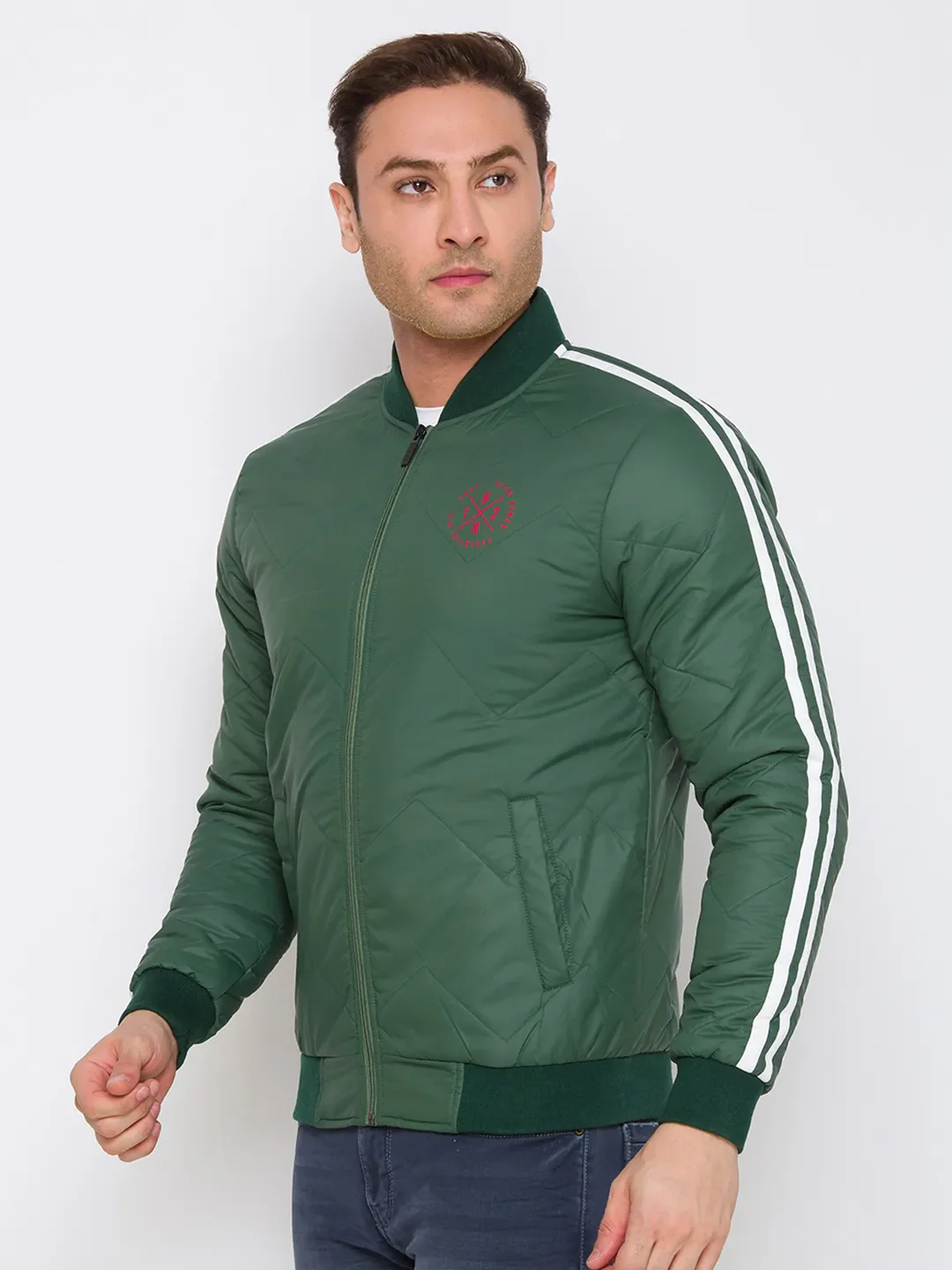 Green Regular Fit Long Sleeves Cotton Men's Jacket by Being Human Clothing - Image 2