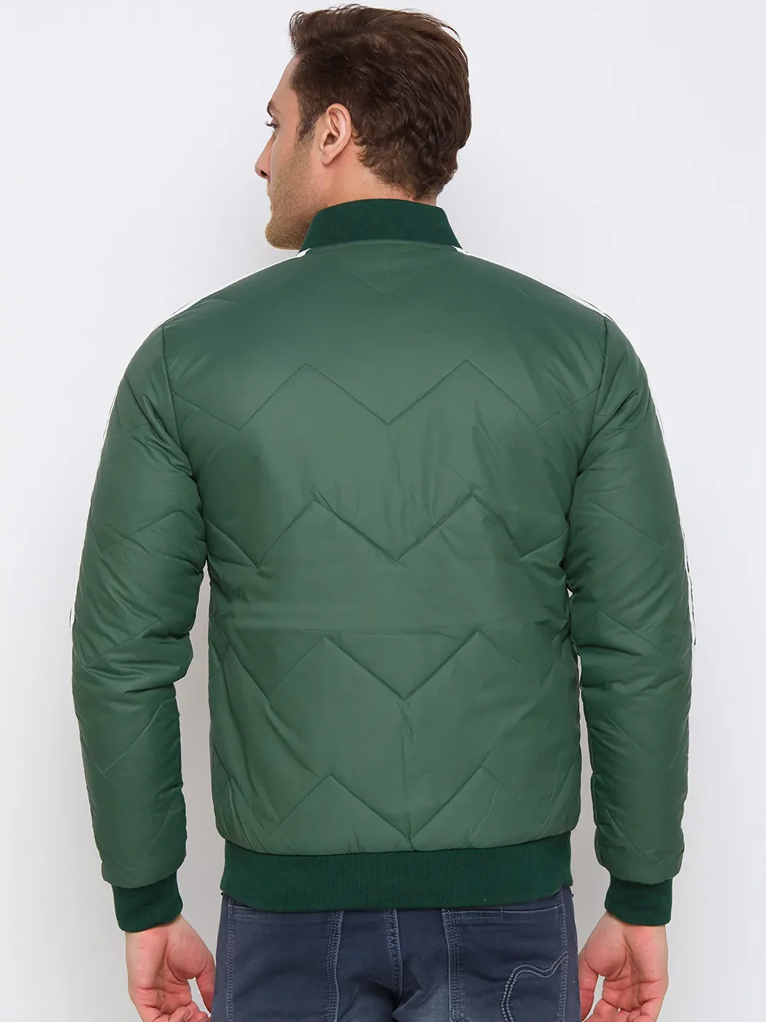 Green Regular Fit Long Sleeves Cotton Men's Jacket by Being Human Clothing - Image 3