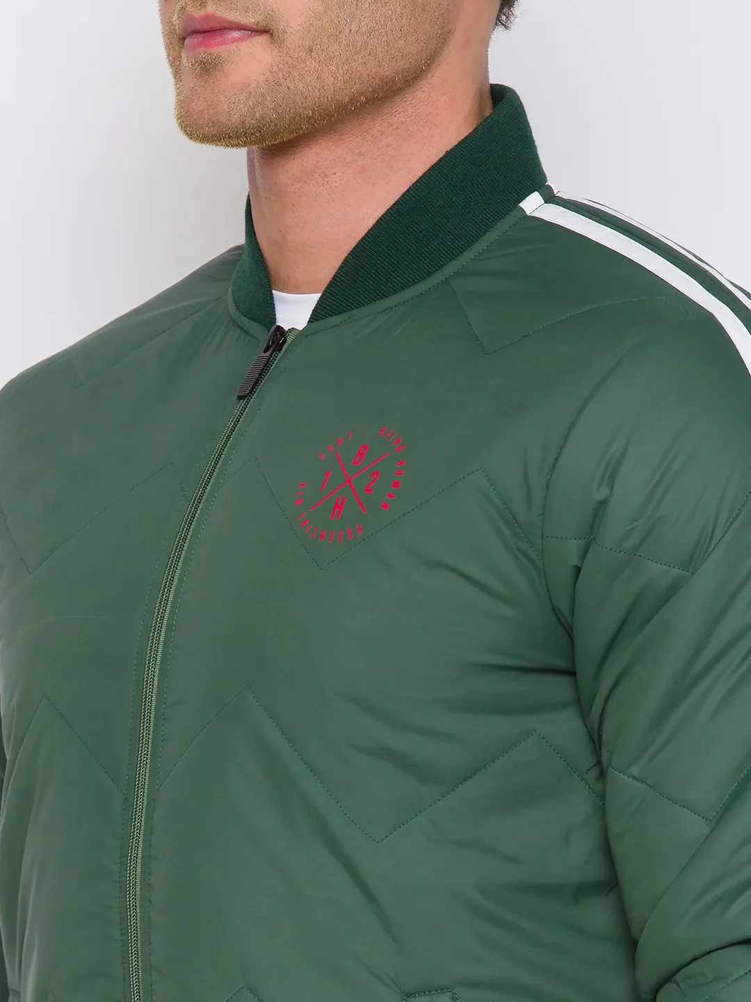 Green Regular Fit Long Sleeves Cotton Men's Jacket by Being Human Clothing - Image 4