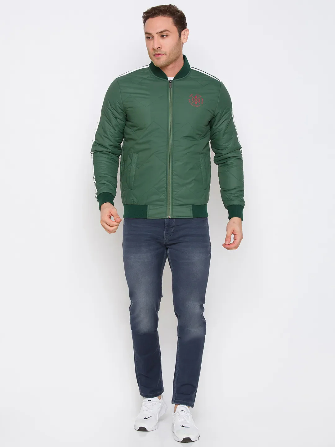 Green Regular Fit Long Sleeves Cotton Men's Jacket by Being Human Clothing - Image 5