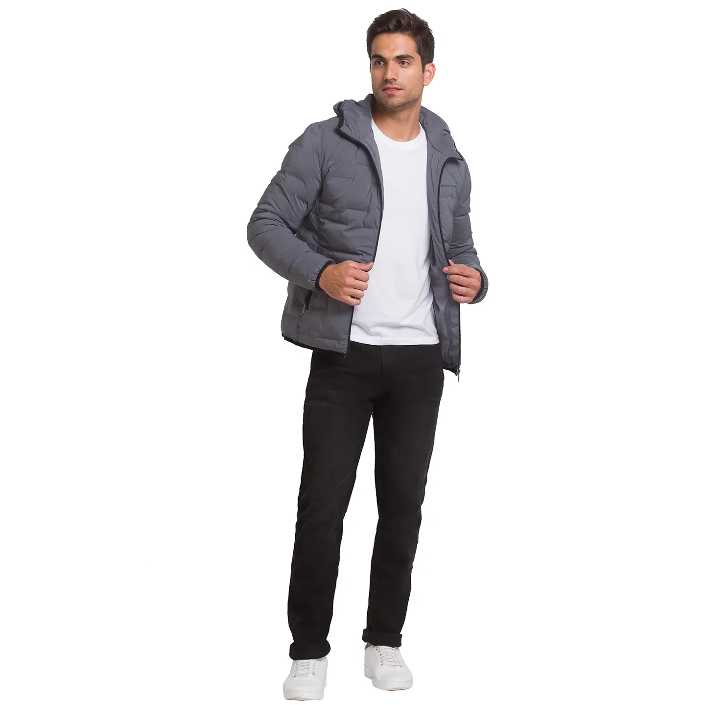 Grey Regular Fit Long Sleeves Polyester Men's Jacket by Being Human Clothing - Image 2
