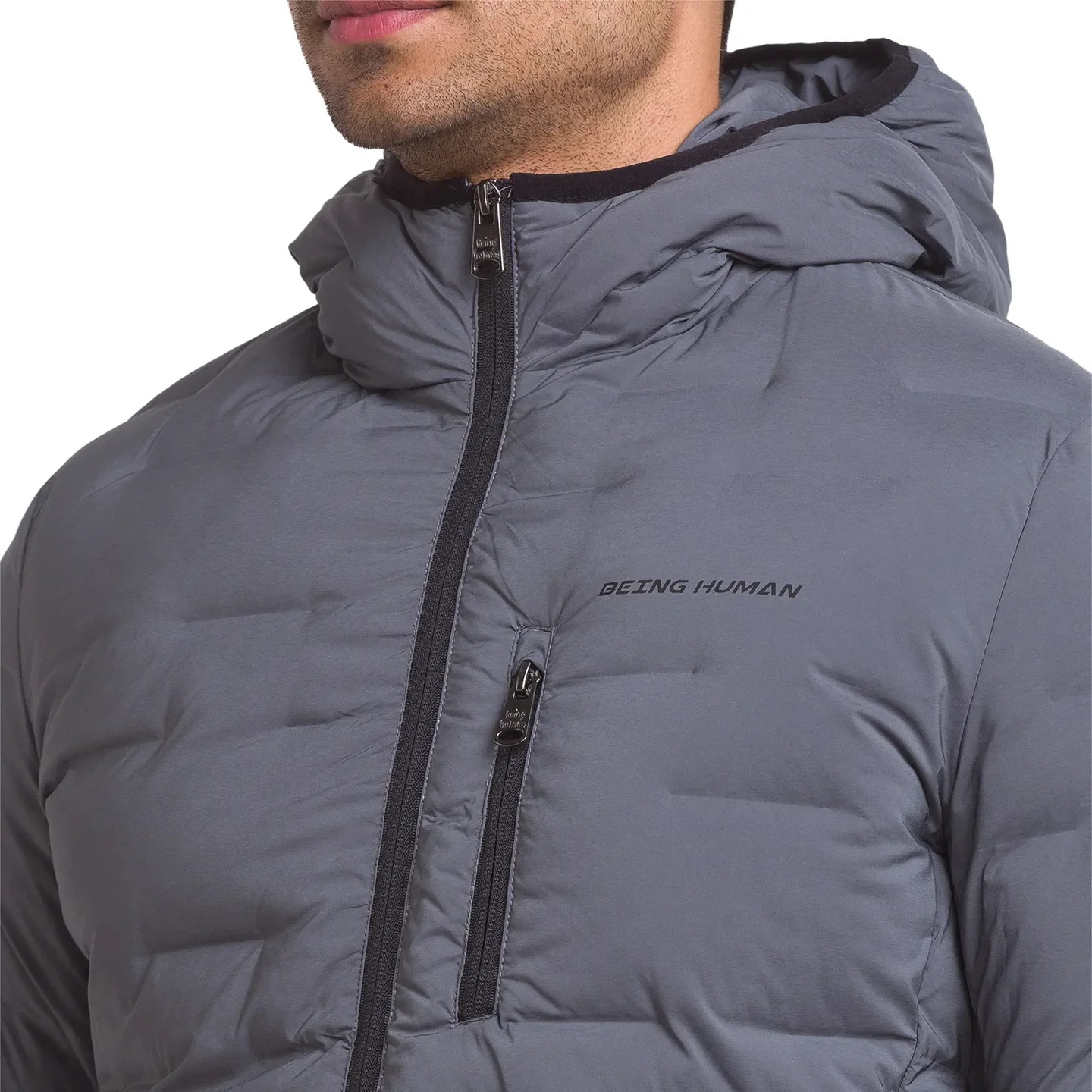 Grey Regular Fit Long Sleeves Polyester Men's Jacket by Being Human Clothing - Image 5