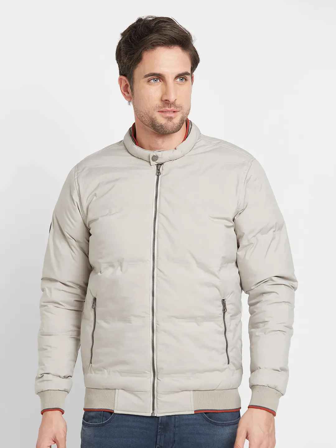 Grey Regular Fit Long Sleeves Men's Jacket by Being Human Clothing