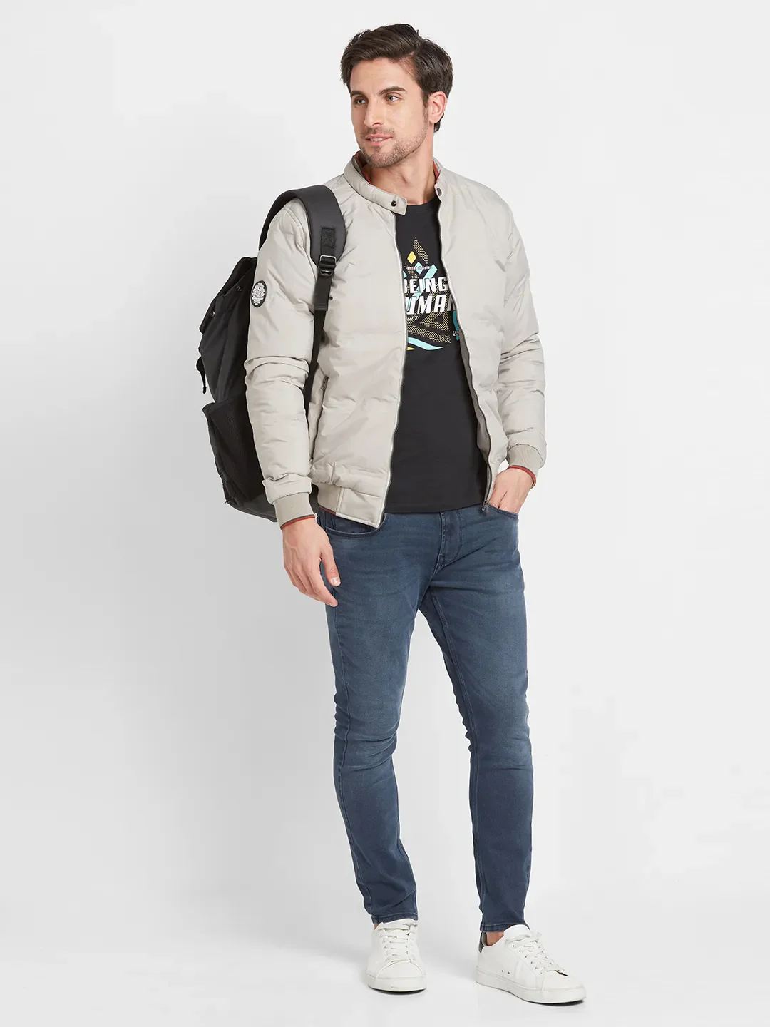 Grey Regular Fit Long Sleeves Men's Jacket by Being Human Clothing - Image 6