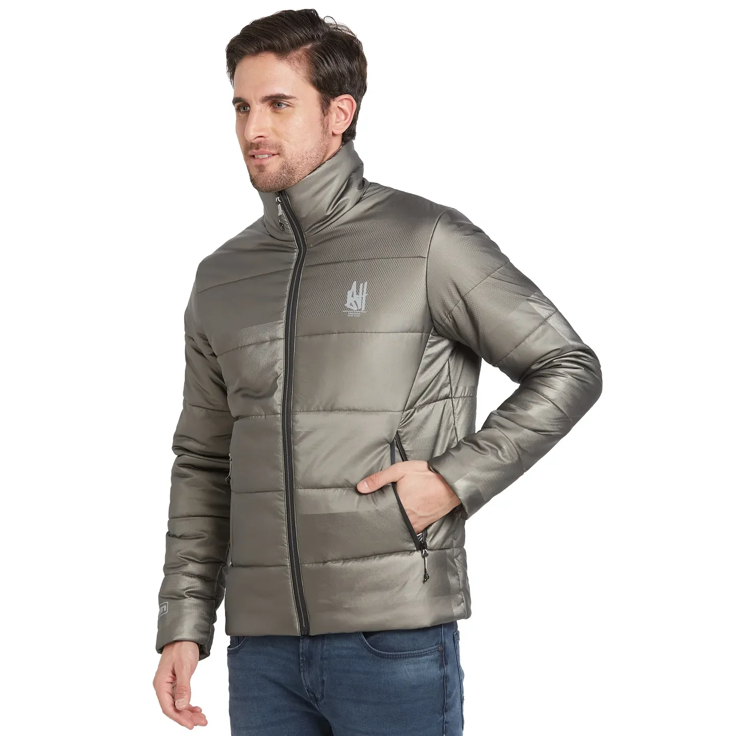 Grey Regular Fit Long Sleeves Men's Jacket by Being Human Clothing - Image 4