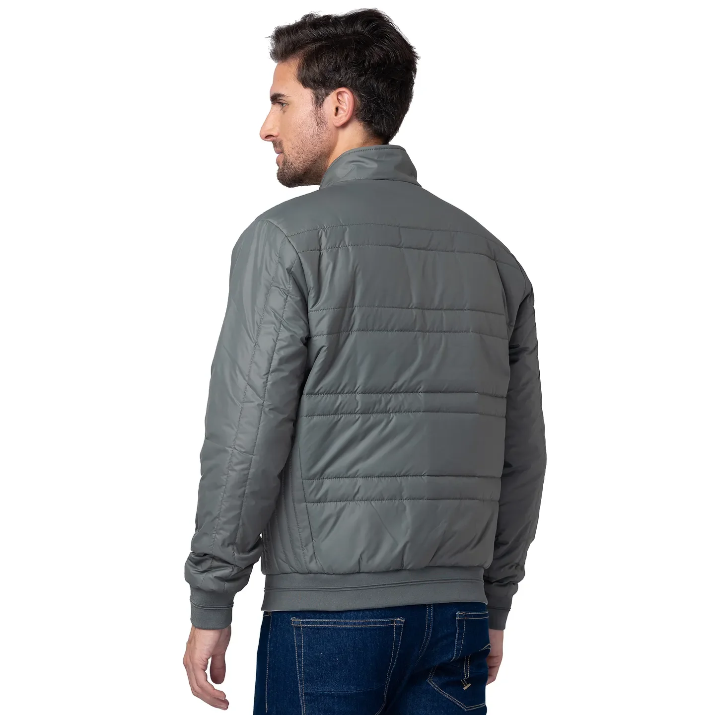 Grey Regular Fit Men's Jacket by Being Human Clothing - Image 3