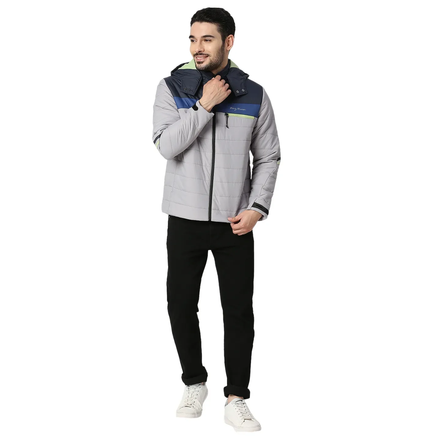 Grey Regular Fit Long Sleeves Polyester Men's Jacket by Being Human Clothing - Image 5