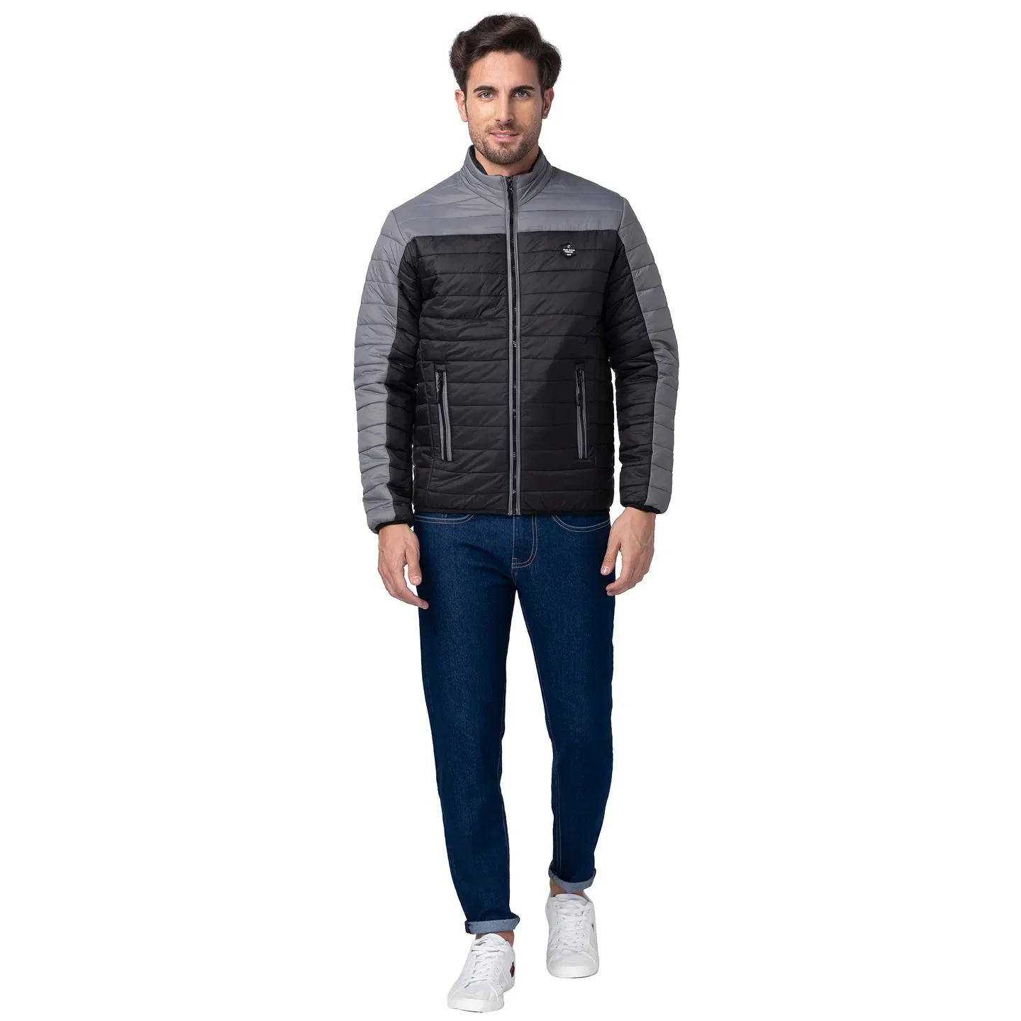 Grey Regular Fit Long Sleeves Polyester Men's Jacket by Being Human Clothing - Image 2