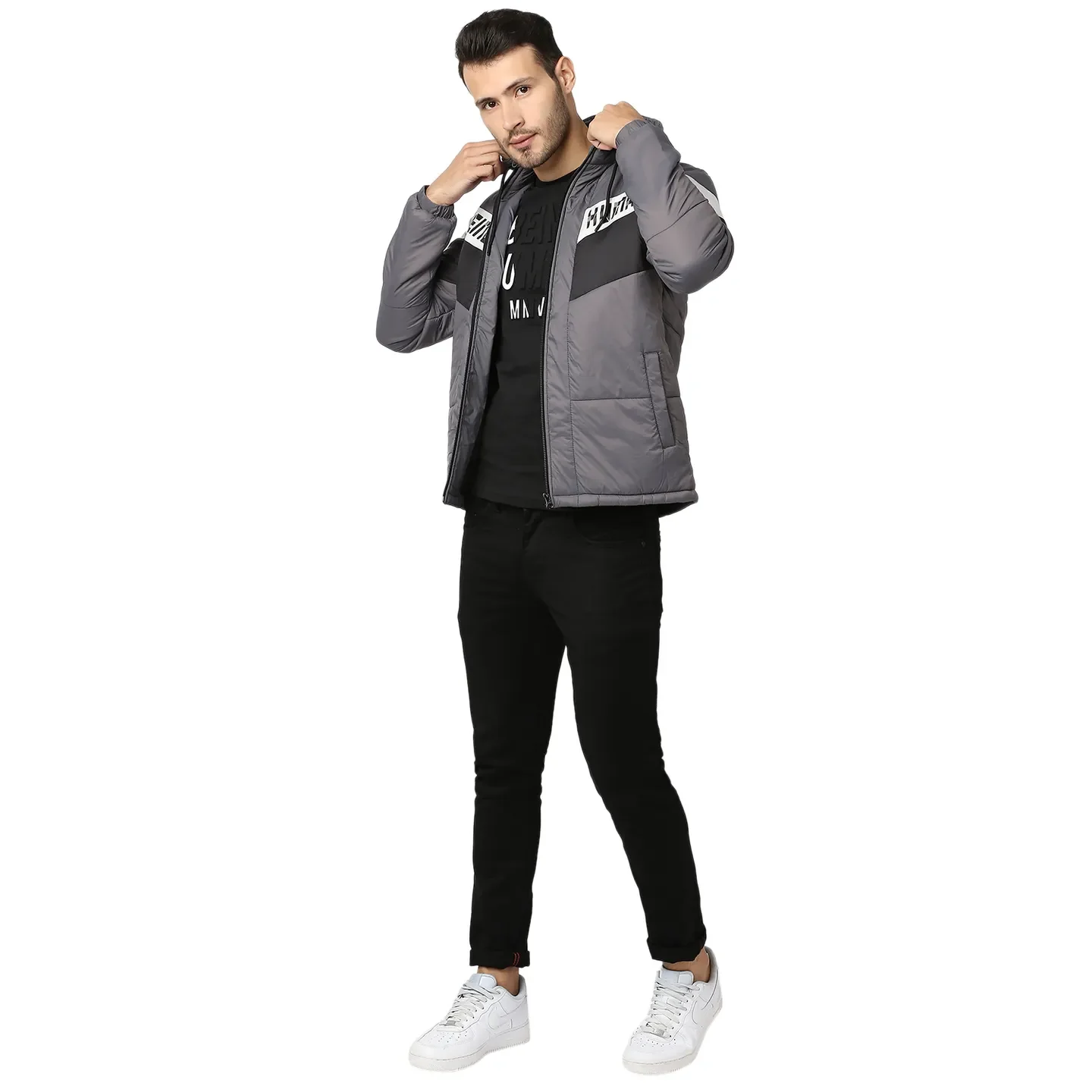 Grey Regular Fit Long Sleeves Polyester Men's Jacket by Being Human Clothing - Image 6