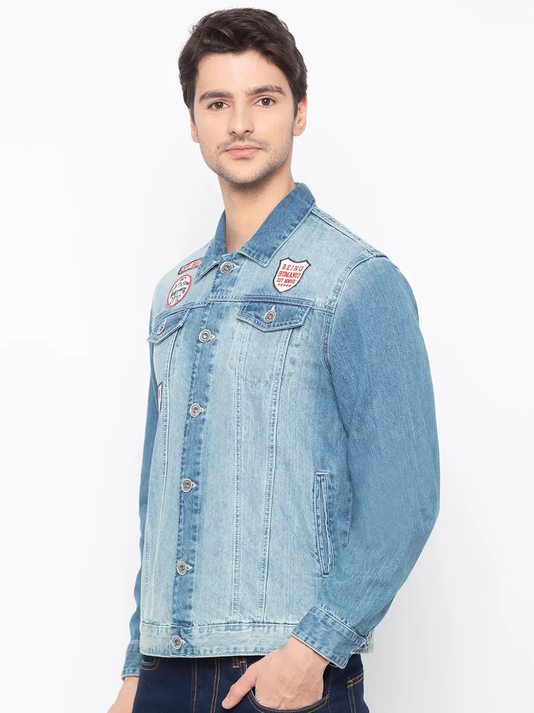 Blue Regular Fit Long Sleeves Men's Jacket by Being Human Clothing - Image 2