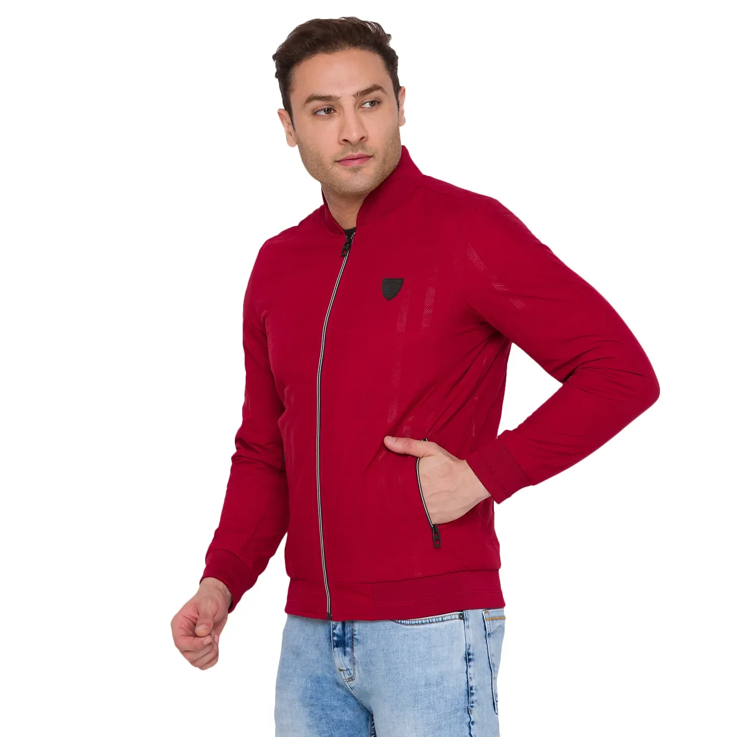 Red Regular Fit Long Sleeves Nylon Men's Jacket by Being Human Clothing - Image 4