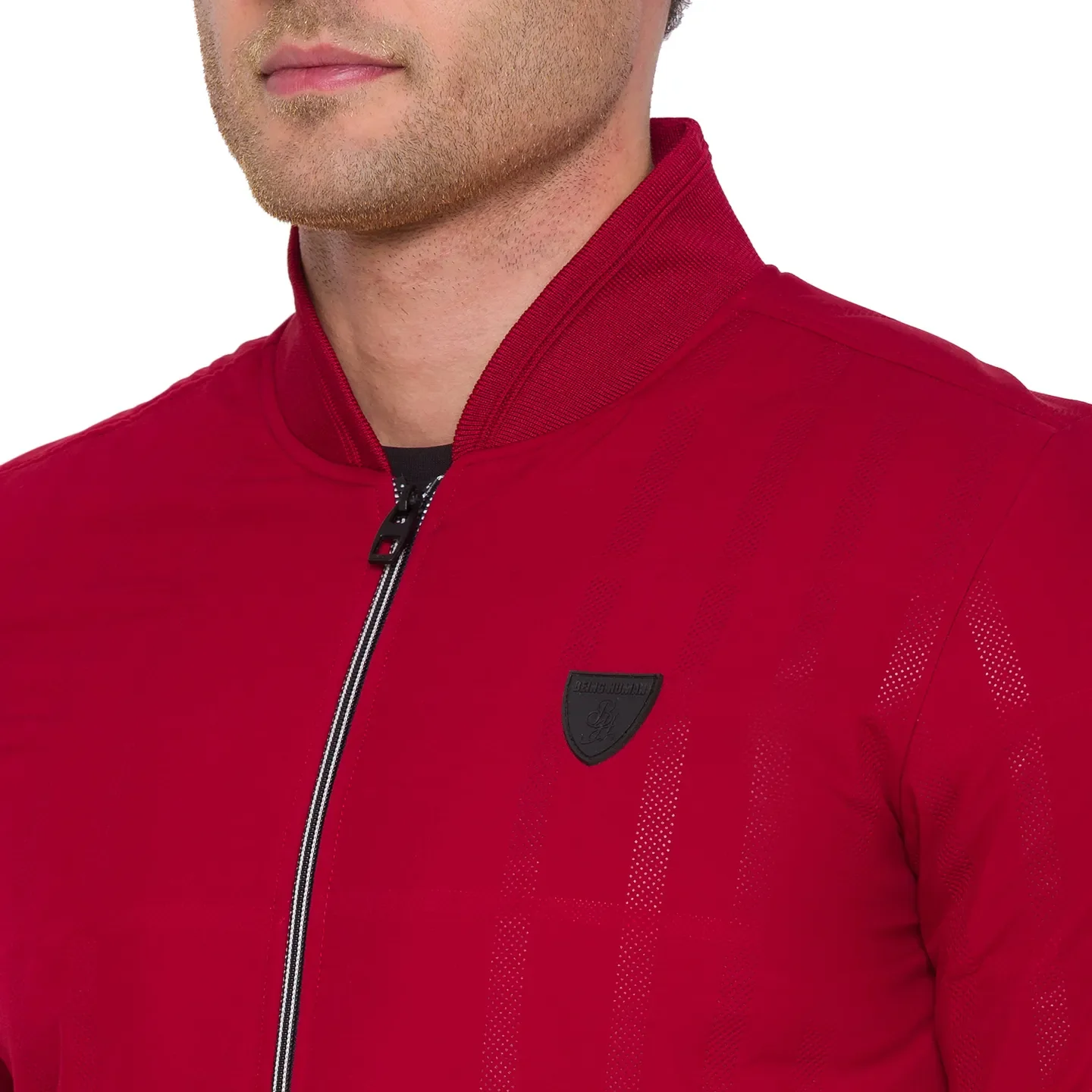 Red Regular Fit Long Sleeves Nylon Men's Jacket by Being Human Clothing - Image 5
