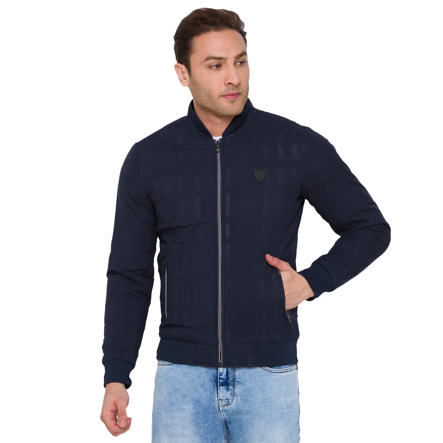 Blue Regular Fit Long Sleeves Nylon Men's Jacket by Being Human Clothing - Image 2