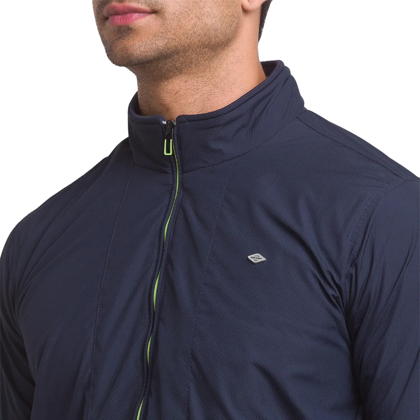 Navy Regular Fit Men's Jacket by Being Human Clothing - Image 5