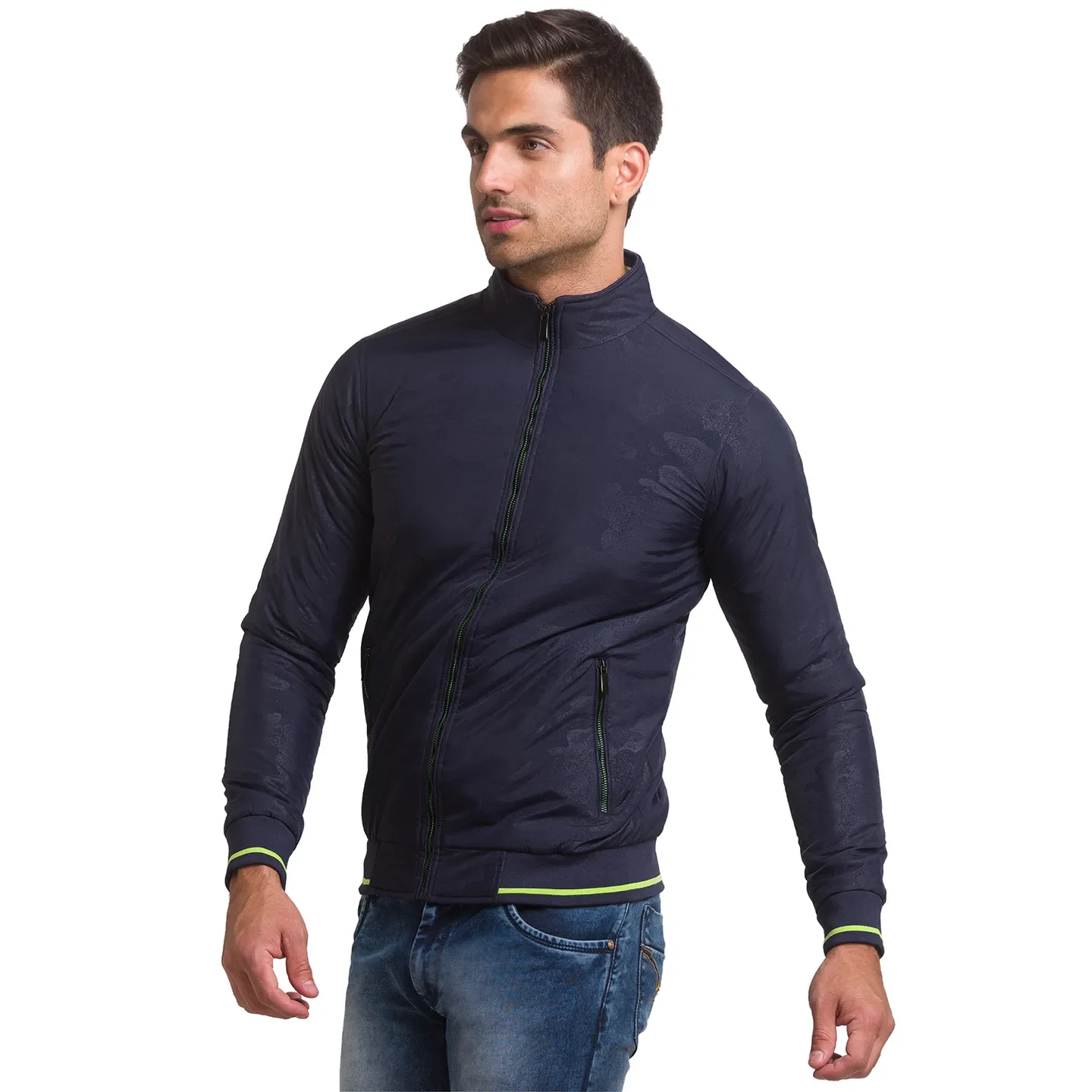 Navy Regular Fit Men's Jacket by Being Human Clothing - Image 4