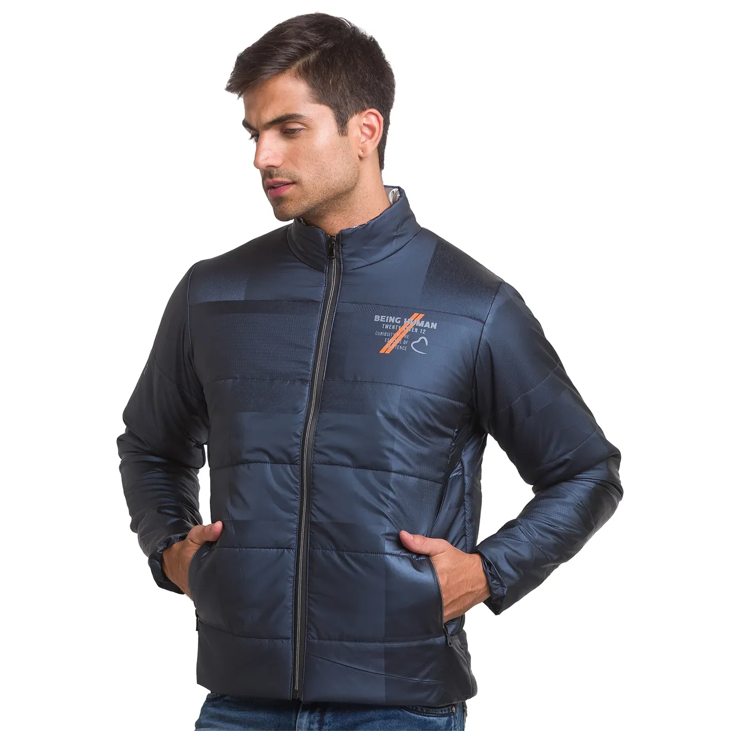 Blue Regular Fit Long Sleeves Polyester Men's Jacket by Being Human Clothing - Image 4