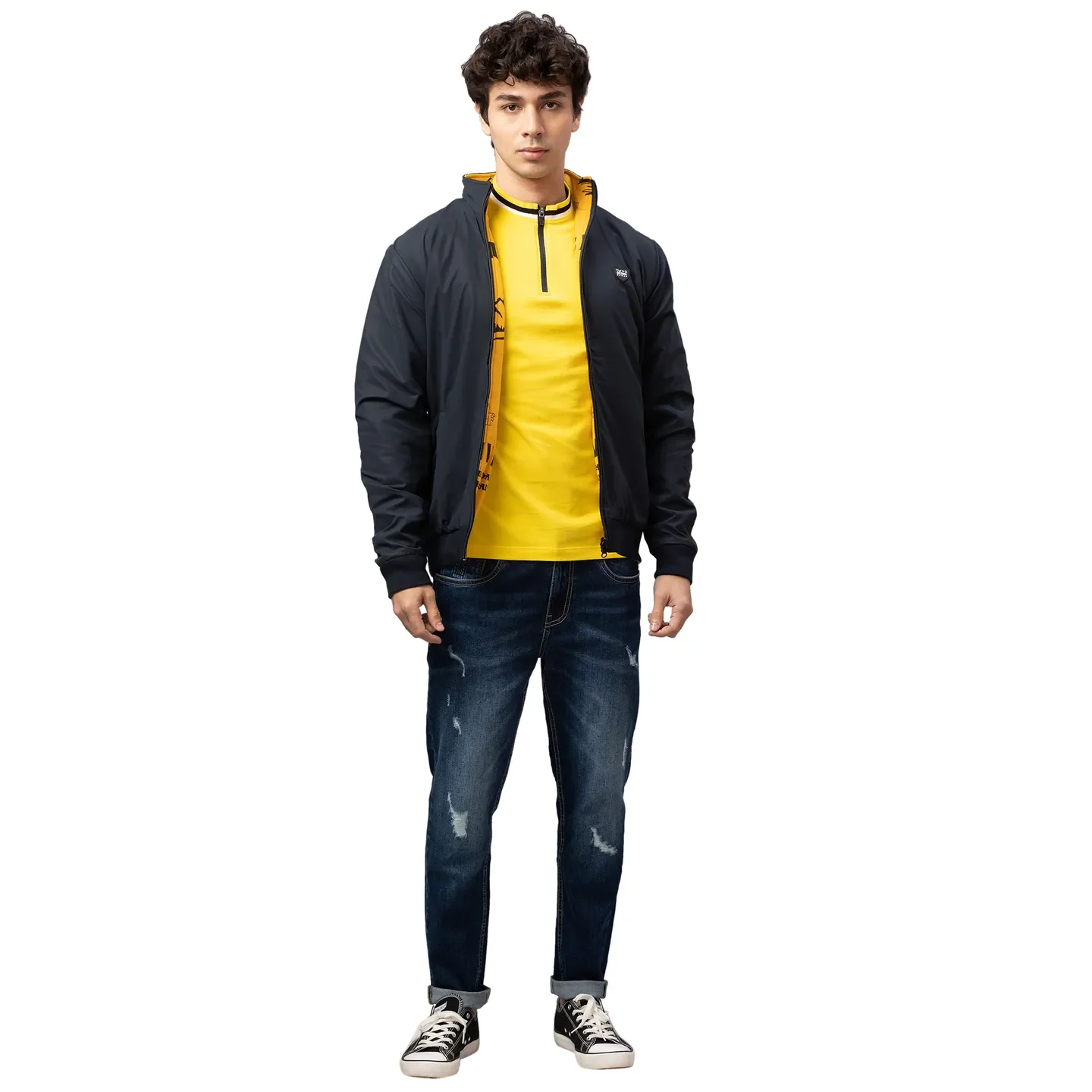Blue Regular Fit Long Sleeves Polyester Men's Jacket by Being Human Clothing - Image 2