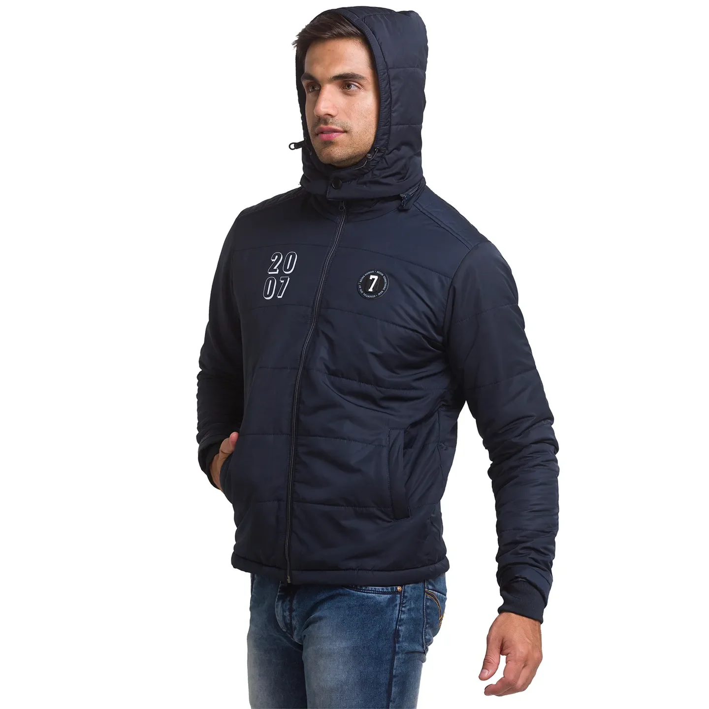 Blue Regular Fit Long Sleeves Polyester Men's Jacket by Being Human Clothing - Image 4