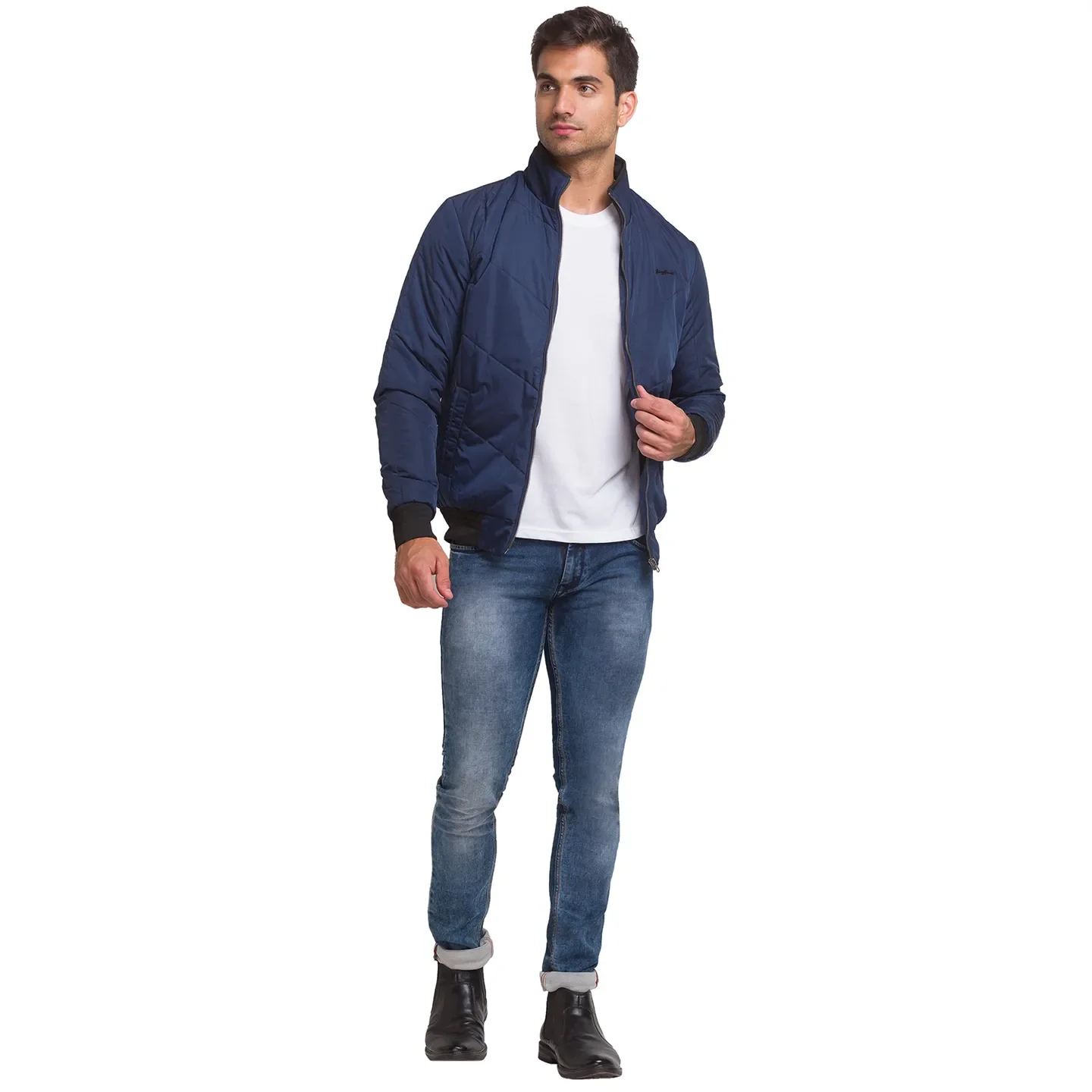 Blue Regular Fit Long Sleeves Polyester Men's Jacket by Being Human Clothing - Image 2