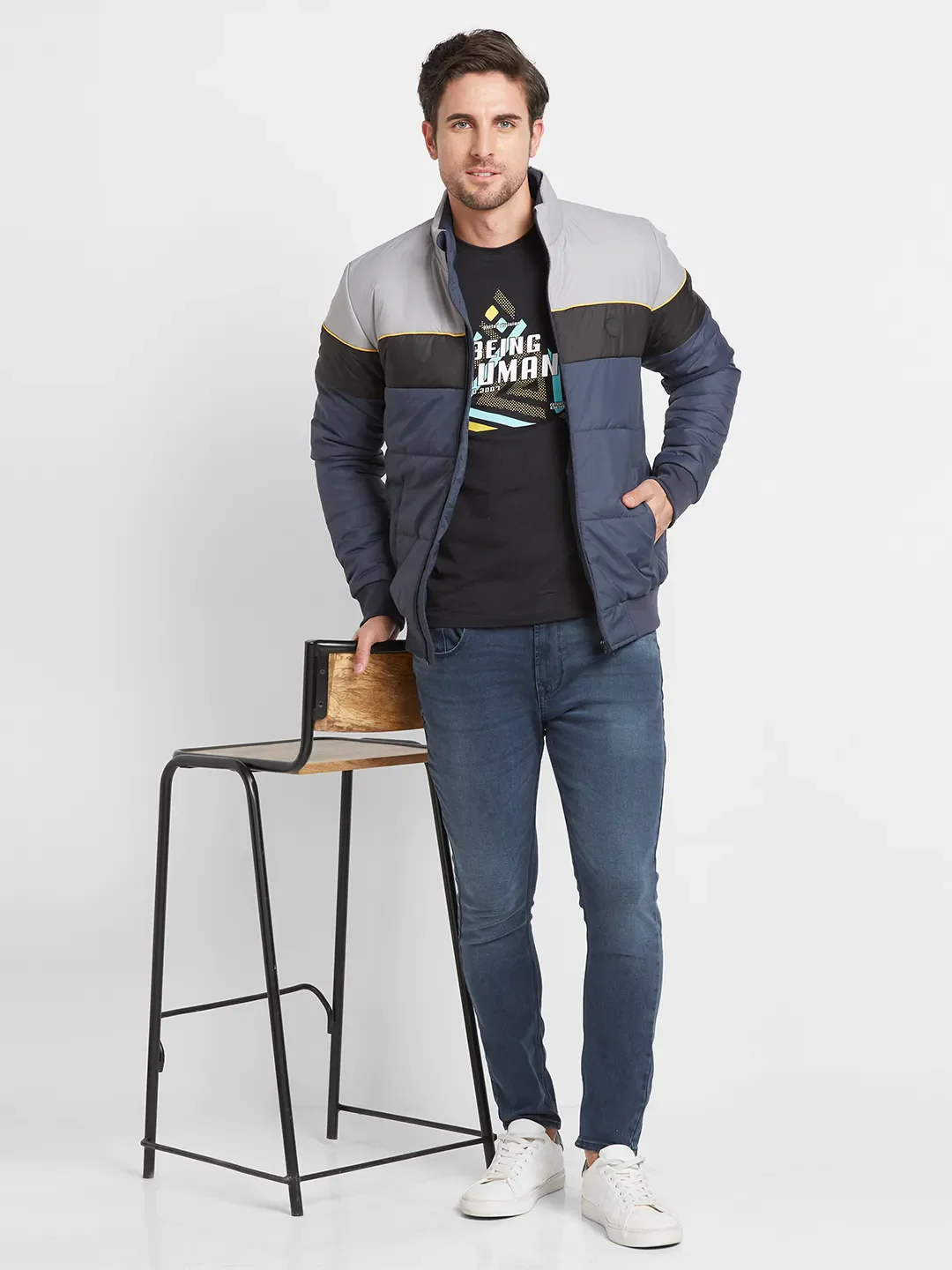Blue Regular Fit Long Sleeves Men's Jacket by Being Human Clothing - Image 6