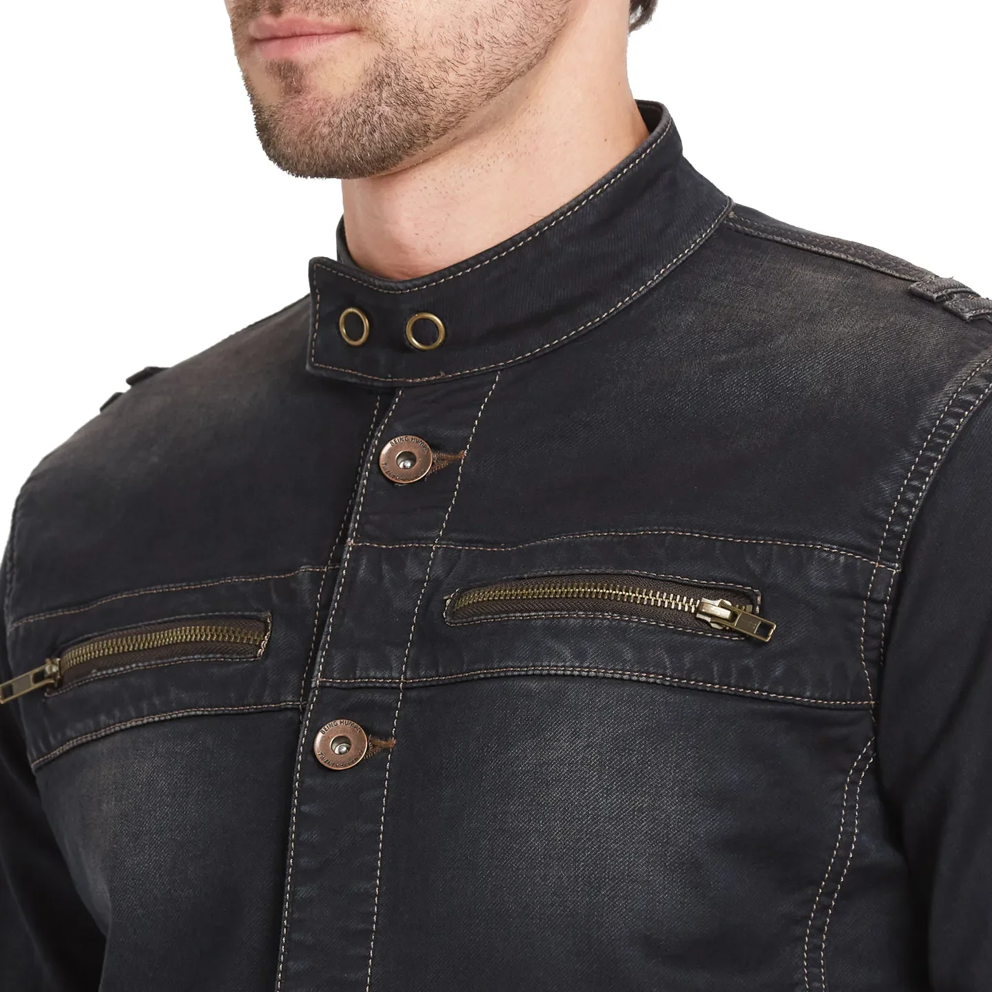 Blue Regular Fit Long Sleeves Men's Jacket by Being Human Clothing - Image 5