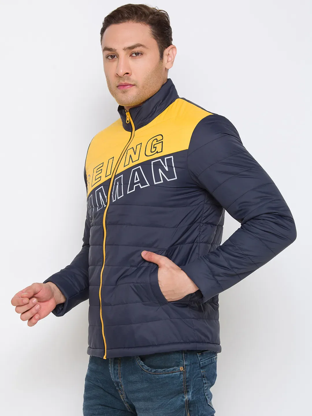 Blue Regular Fit Long Sleeves Cotton Men's Jacket by Being Human Clothing - Image 2